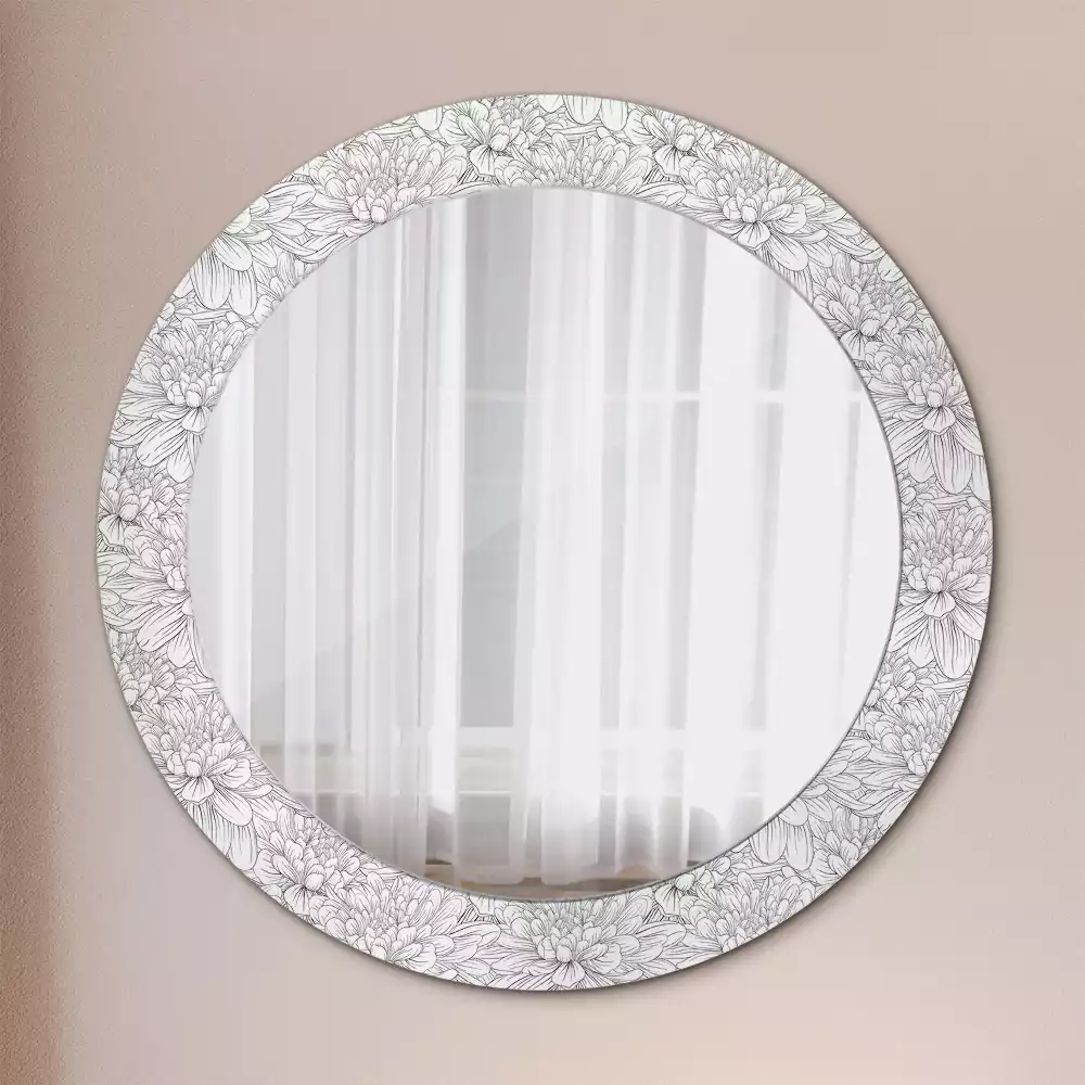 Miroir rond avec décoration Fleurs de lotus