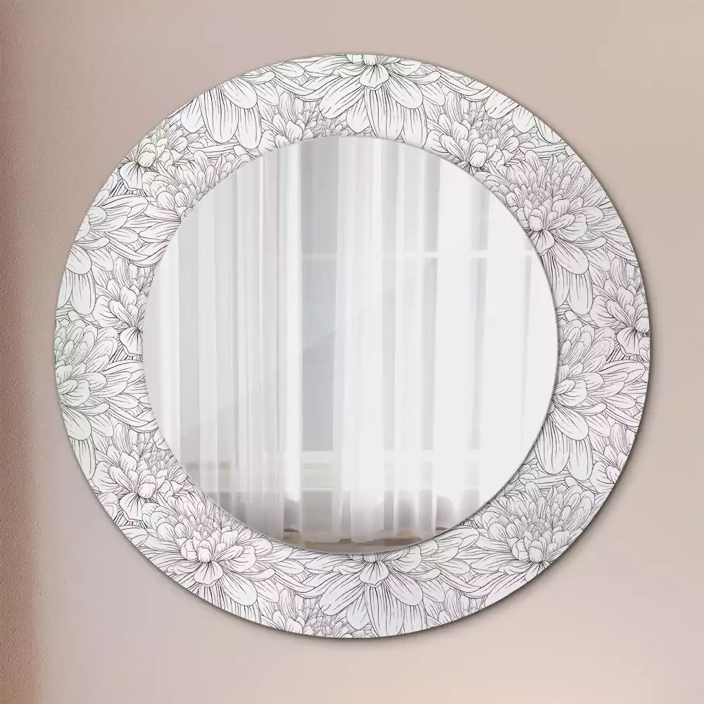 Miroir rond avec décoration Fleurs de lotus
