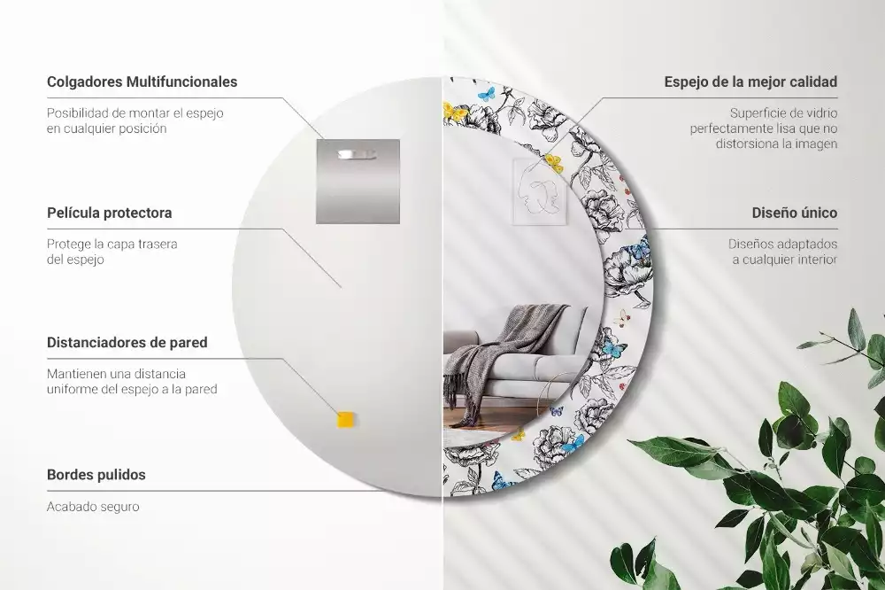 Miroir rond imprimé Papillons colorés