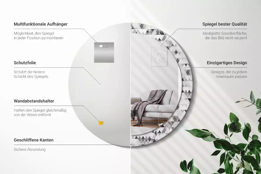 Miroir rond imprimé Triangles