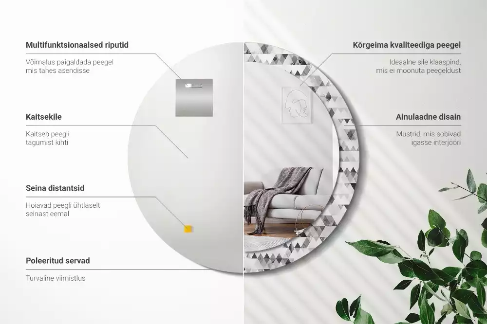 Miroir rond imprimé Triangles
