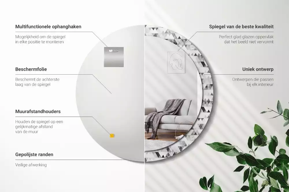 Miroir rond imprimé Triangles