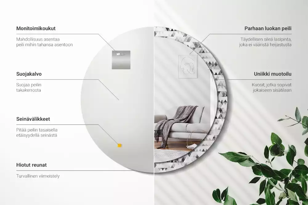 Miroir rond imprimé Triangles