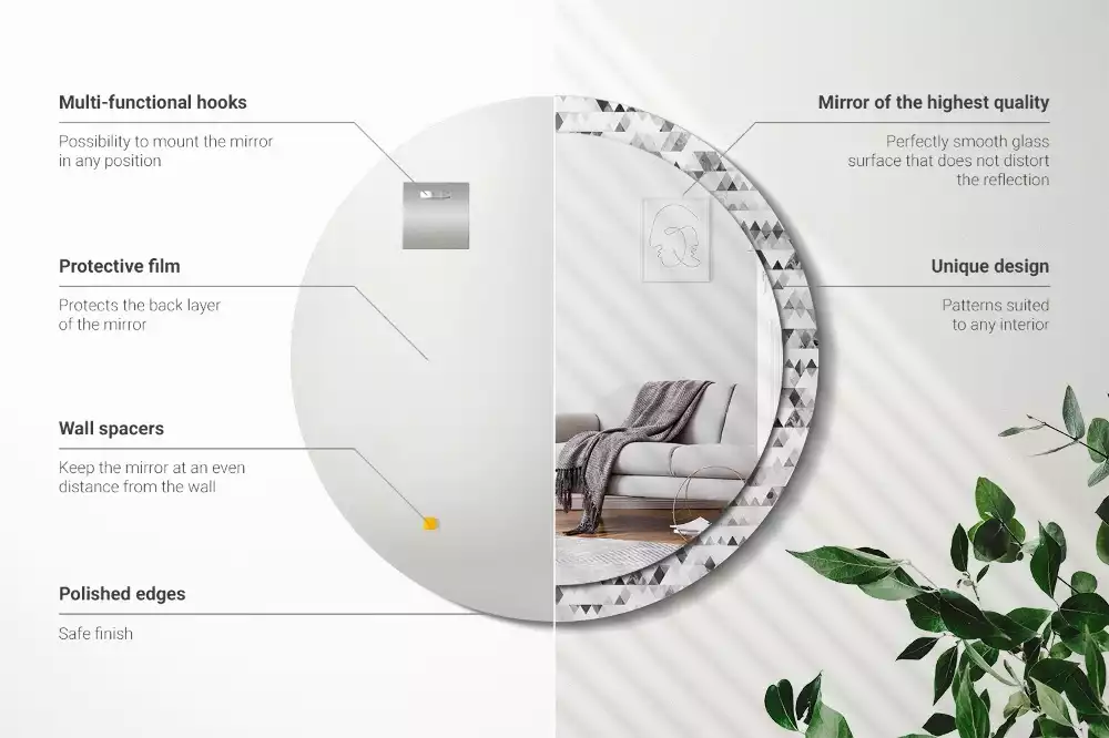 Miroir rond imprimé Triangles