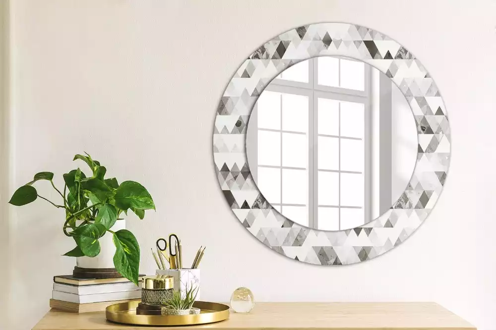 Miroir rond imprimé Triangles