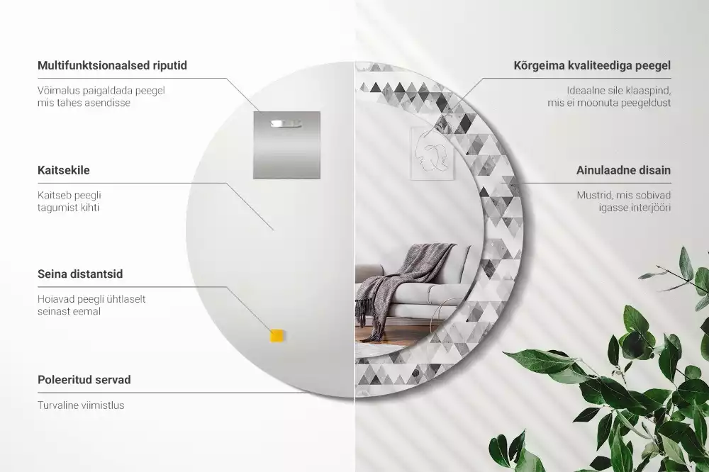 Miroir rond imprimé Triangles