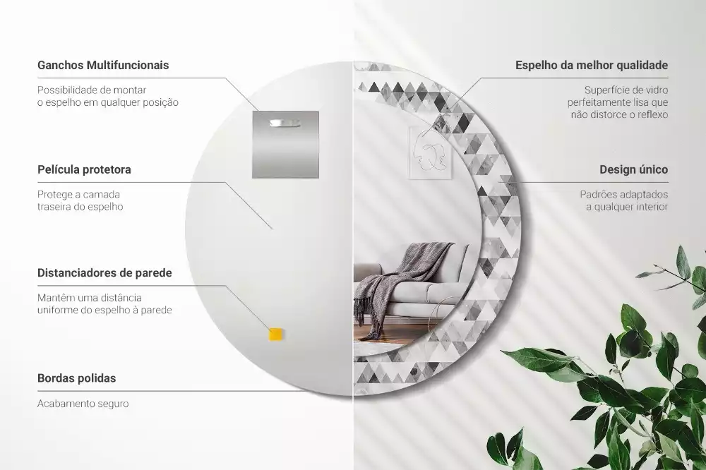 Miroir rond imprimé Triangles