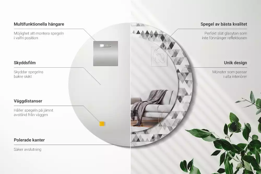 Miroir rond imprimé Triangles