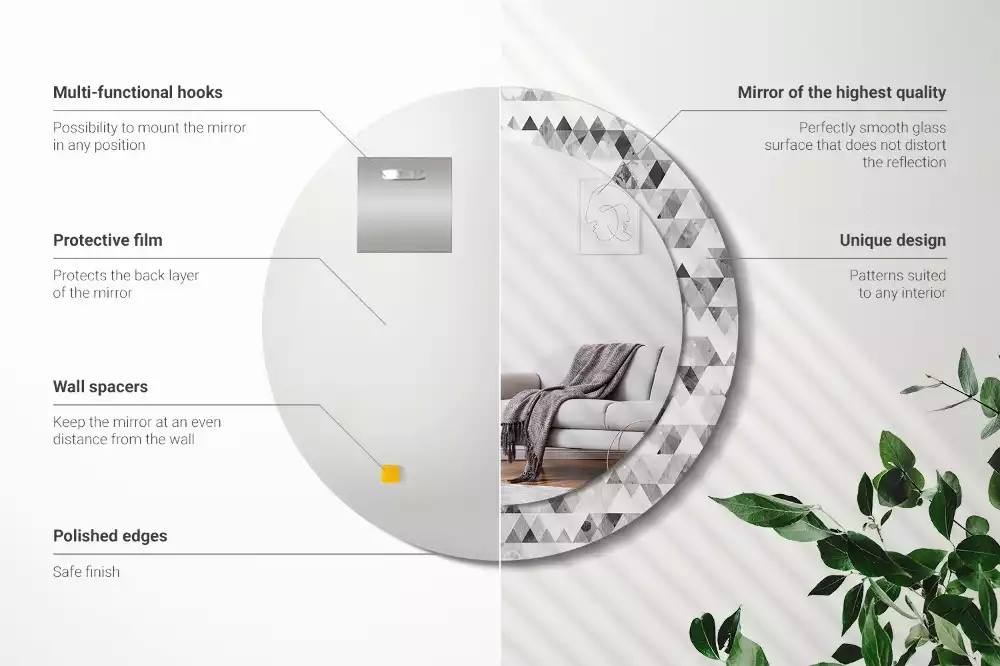 Miroir rond imprimé Triangles