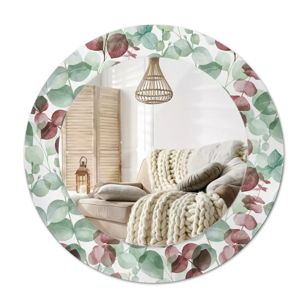 Miroir rond avec décoration Eucalyptus