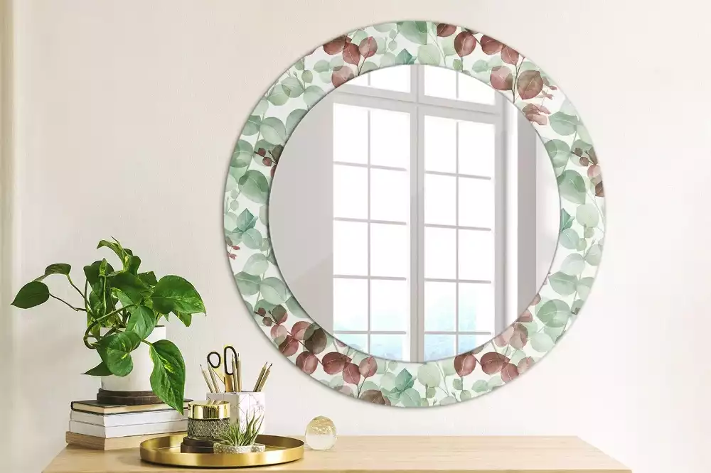 Miroir rond avec décoration Eucalyptus