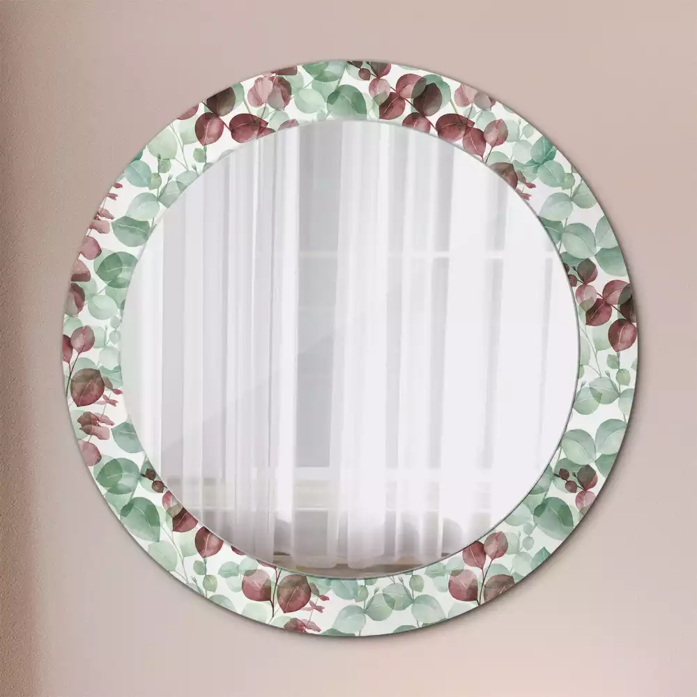 Miroir rond avec décoration Eucalyptus