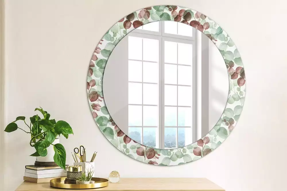 Miroir rond avec décoration Eucalyptus