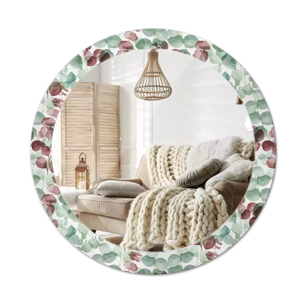 Miroir rond avec décoration Eucalyptus