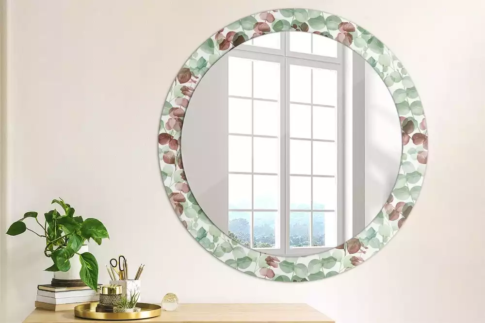 Miroir rond avec décoration Eucalyptus