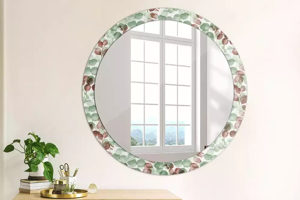 Miroir rond avec décoration Eucalyptus