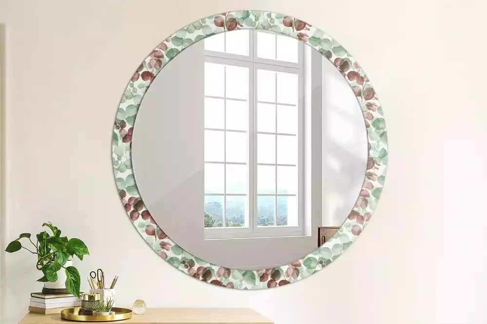 Miroir rond avec décoration Eucalyptus