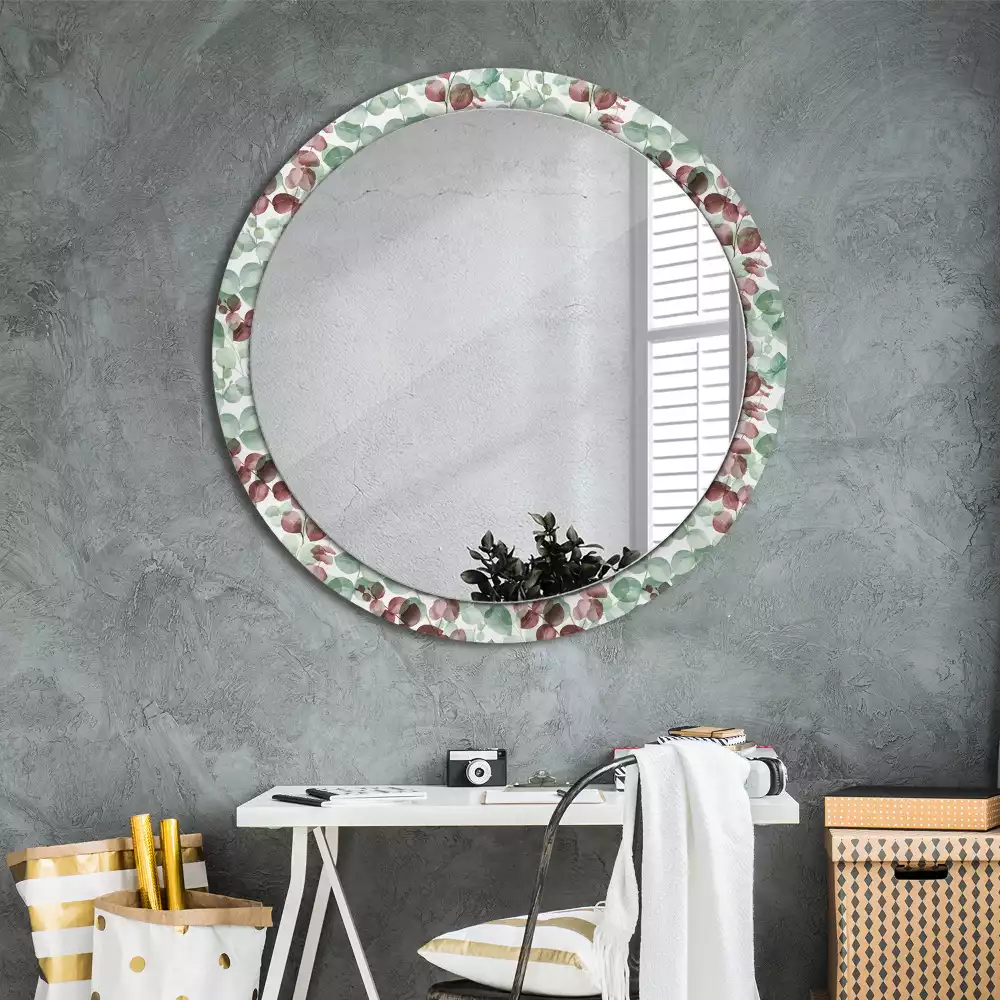 Miroir rond avec décoration Eucalyptus