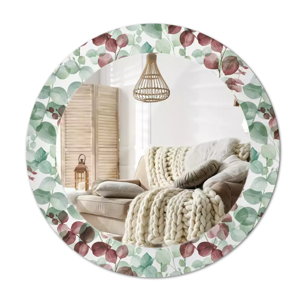 Miroir rond avec décoration Eucalyptus
