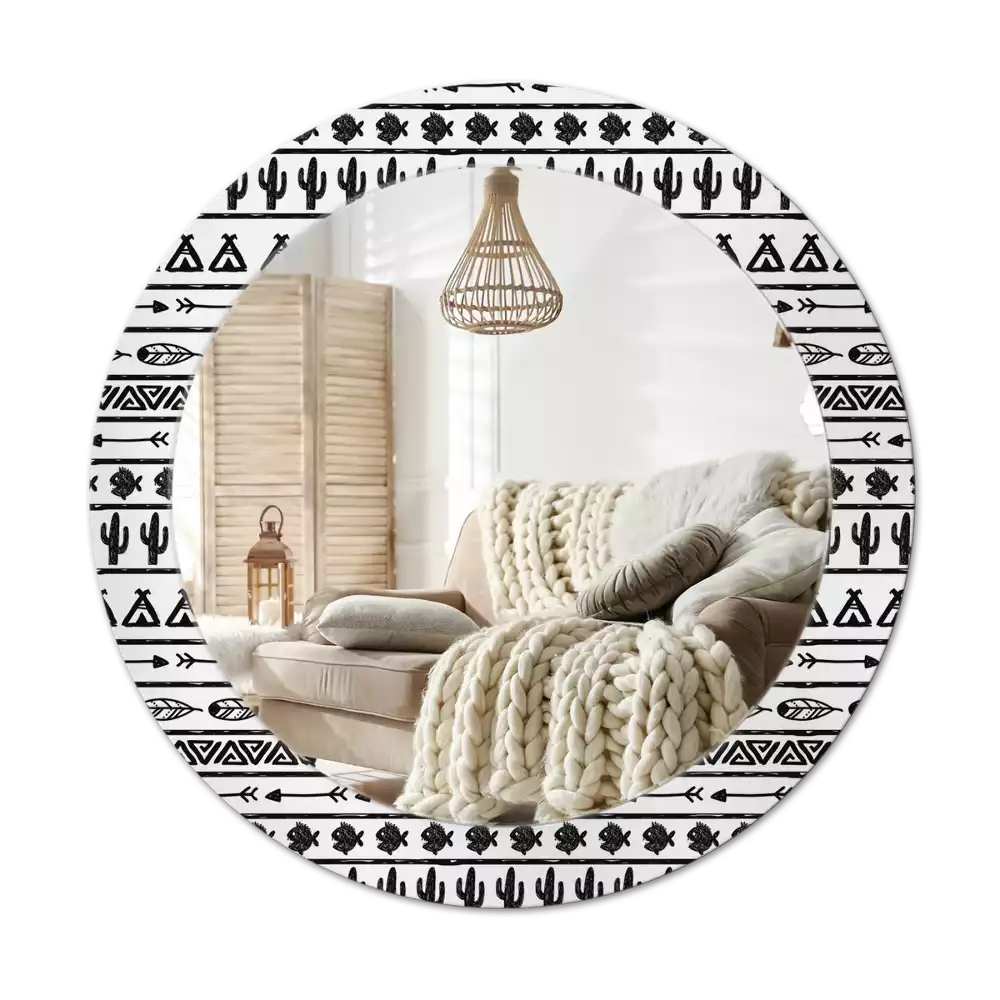 Miroir rond imprimé Boho minimaliste