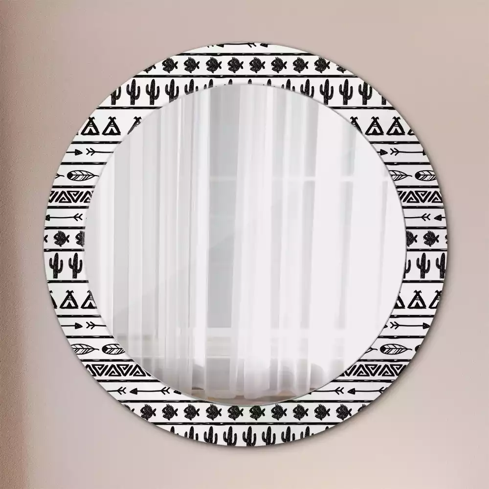 Miroir rond imprimé Boho minimaliste