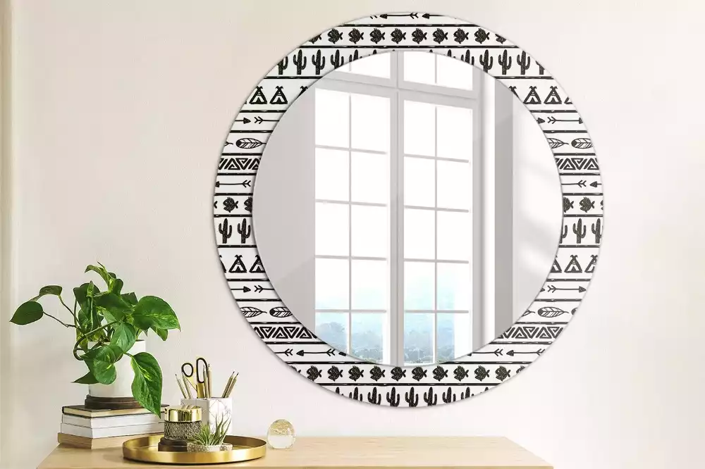 Miroir rond imprimé Boho minimaliste