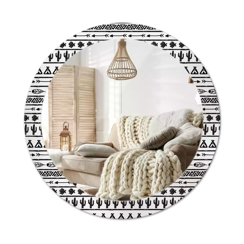 Miroir rond imprimé Boho minimaliste