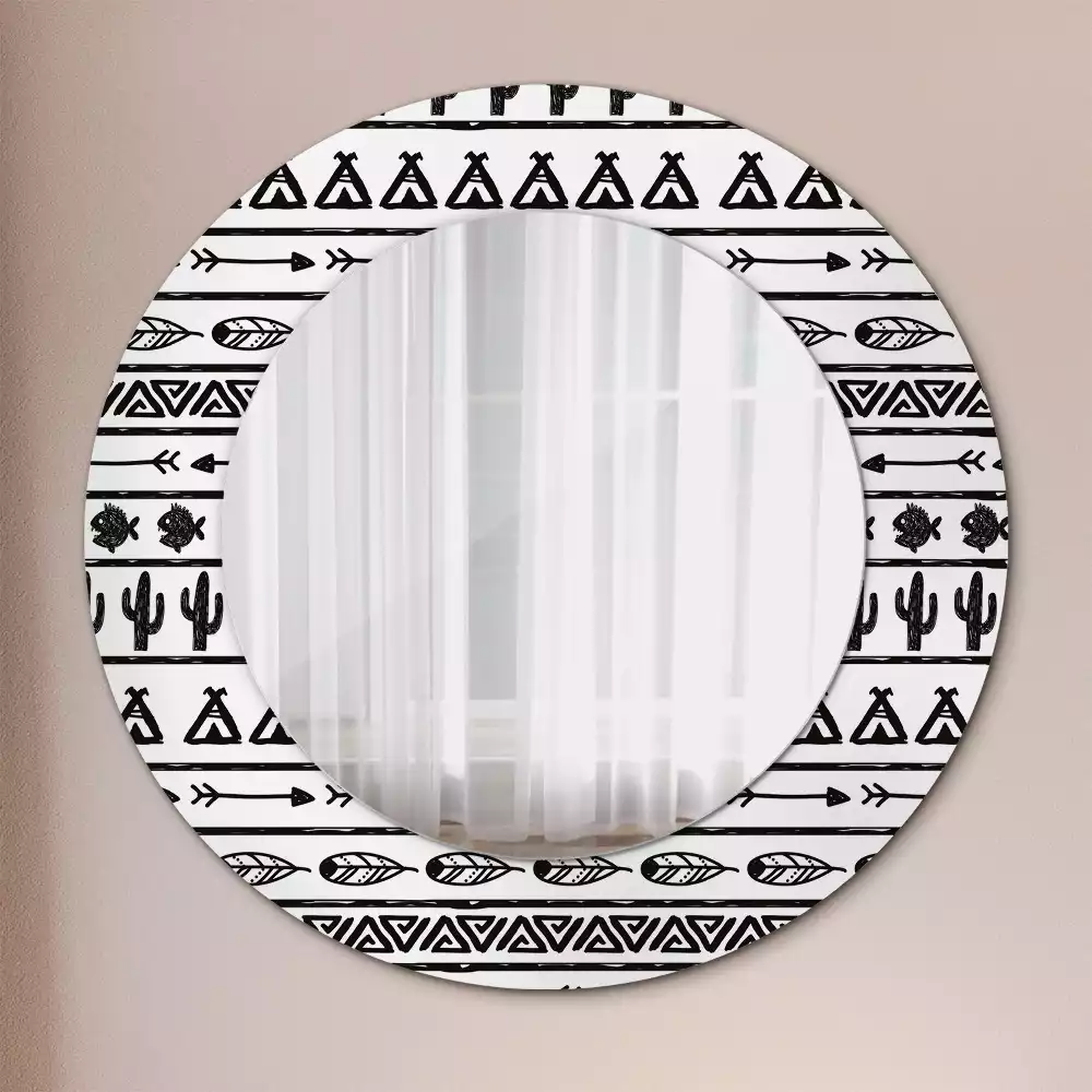 Miroir rond imprimé Boho minimaliste