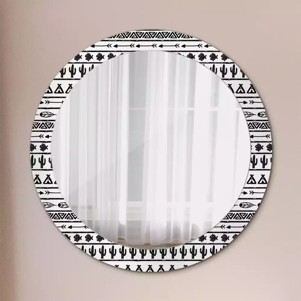 Miroir rond imprimé Boho minimaliste