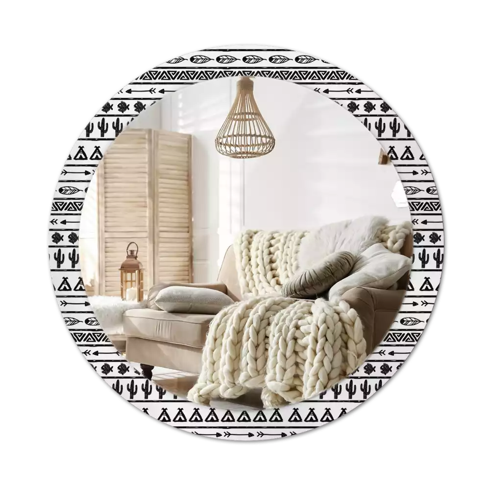 Miroir rond imprimé Boho minimaliste