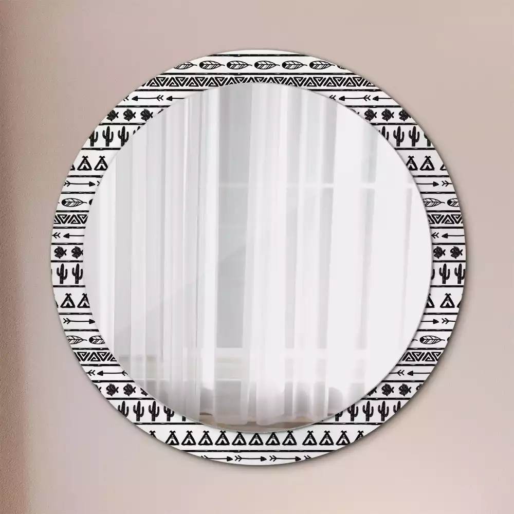Miroir rond imprimé Boho minimaliste