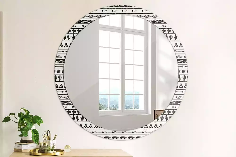 Miroir rond imprimé Boho minimaliste