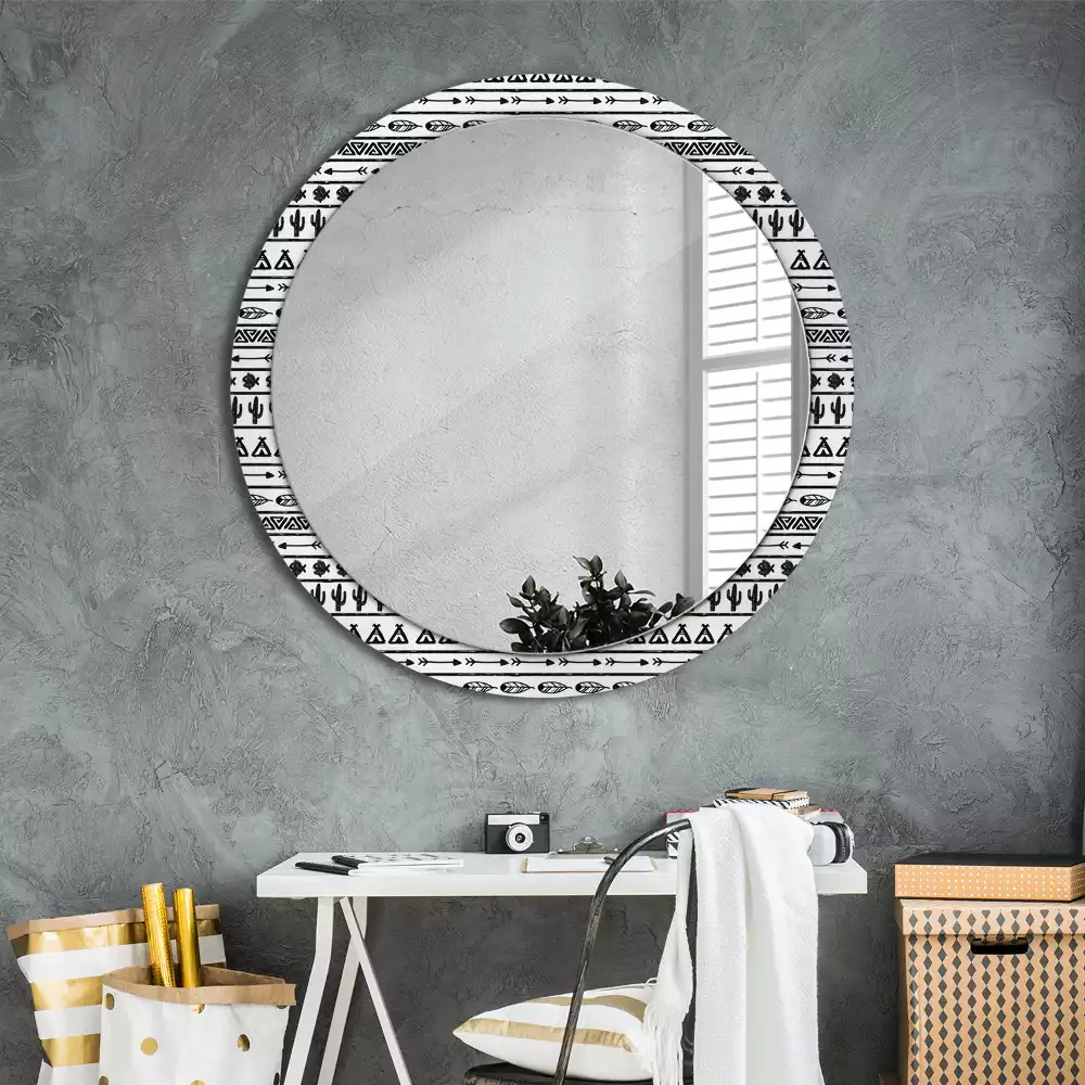 Miroir rond imprimé Boho minimaliste
