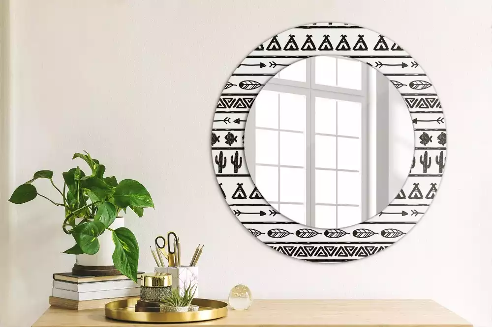 Miroir rond imprimé Boho minimaliste