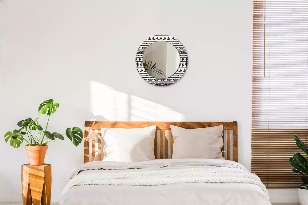 Miroir rond imprimé Boho minimaliste