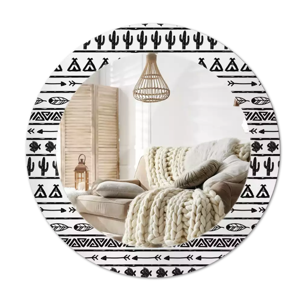 Miroir rond imprimé Boho minimaliste