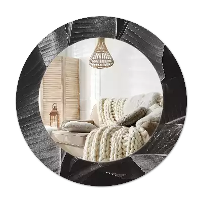 Miroir rond cadre avec impression Palmiers tropicaux
