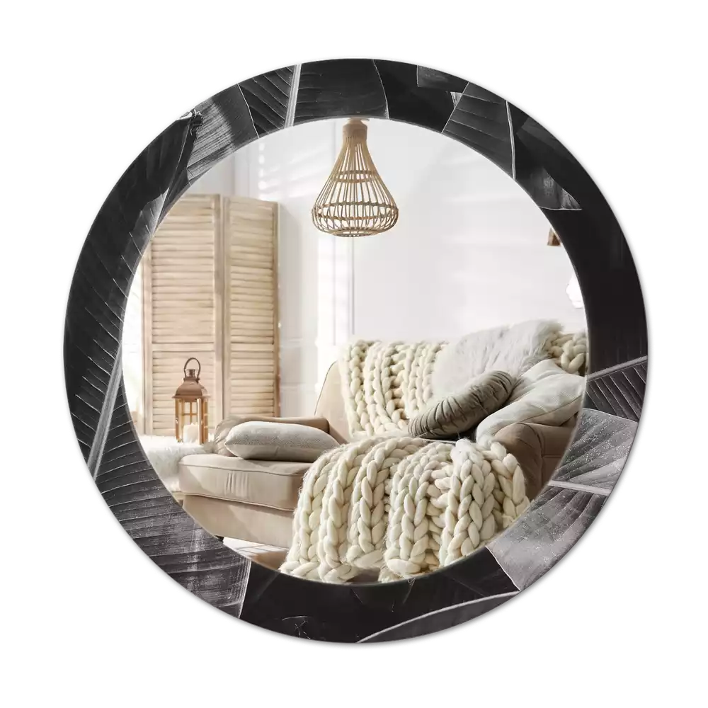Miroir rond cadre avec impression Palmiers tropicaux