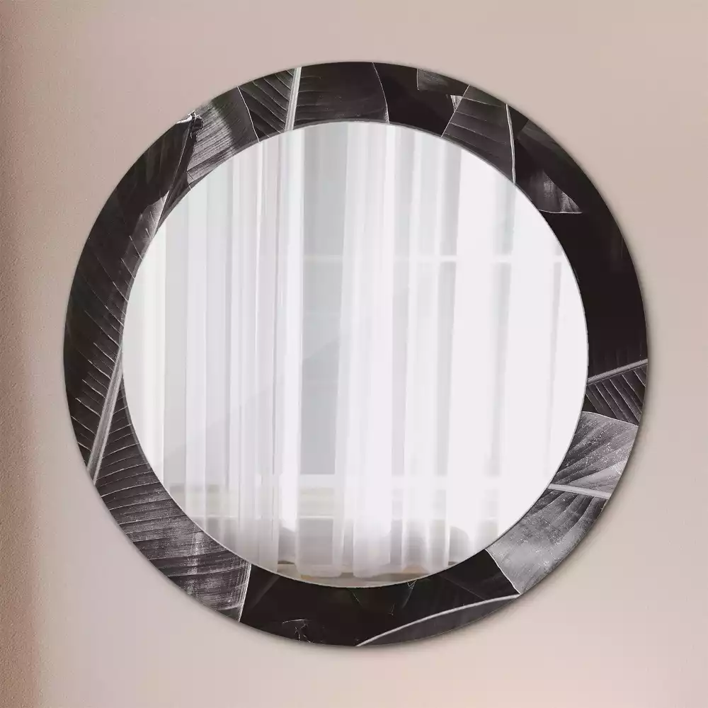 Miroir rond cadre avec impression Palmiers tropicaux