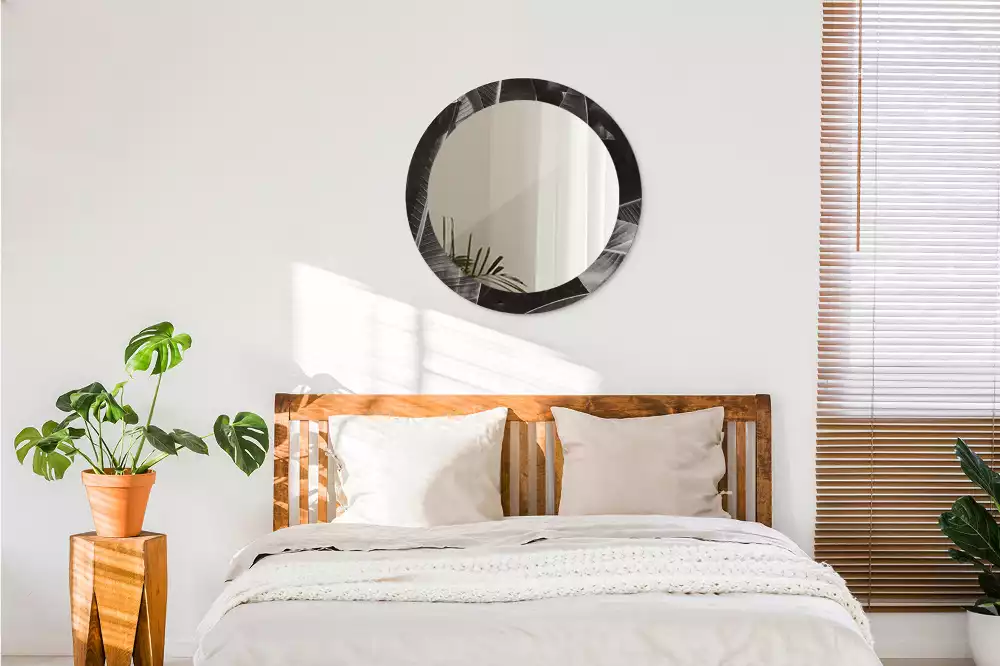 Miroir rond cadre avec impression Palmiers tropicaux