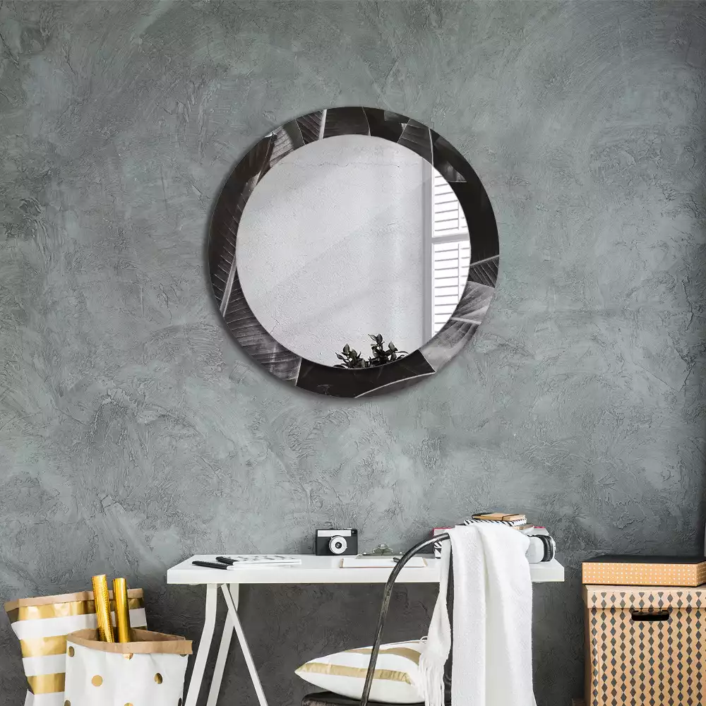 Miroir rond cadre avec impression Palmiers tropicaux