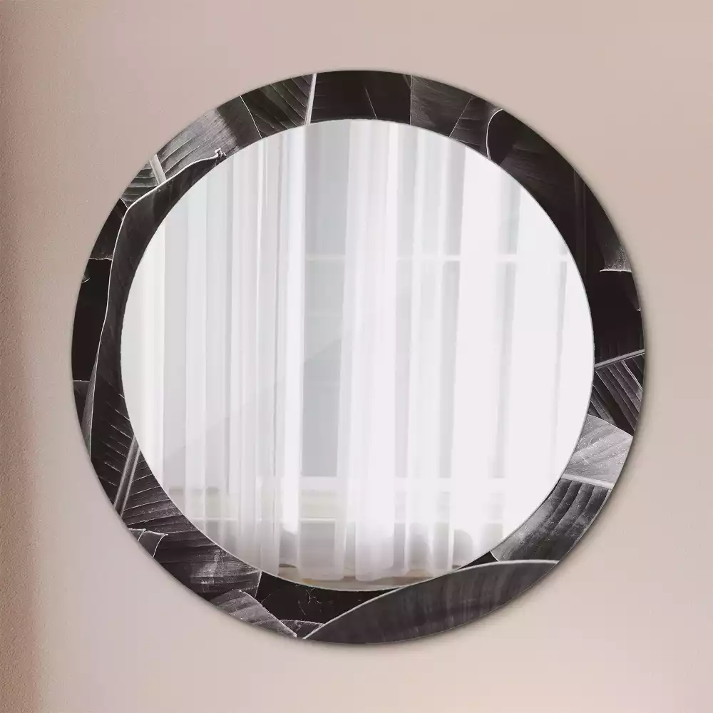 Miroir rond cadre avec impression Palmiers tropicaux