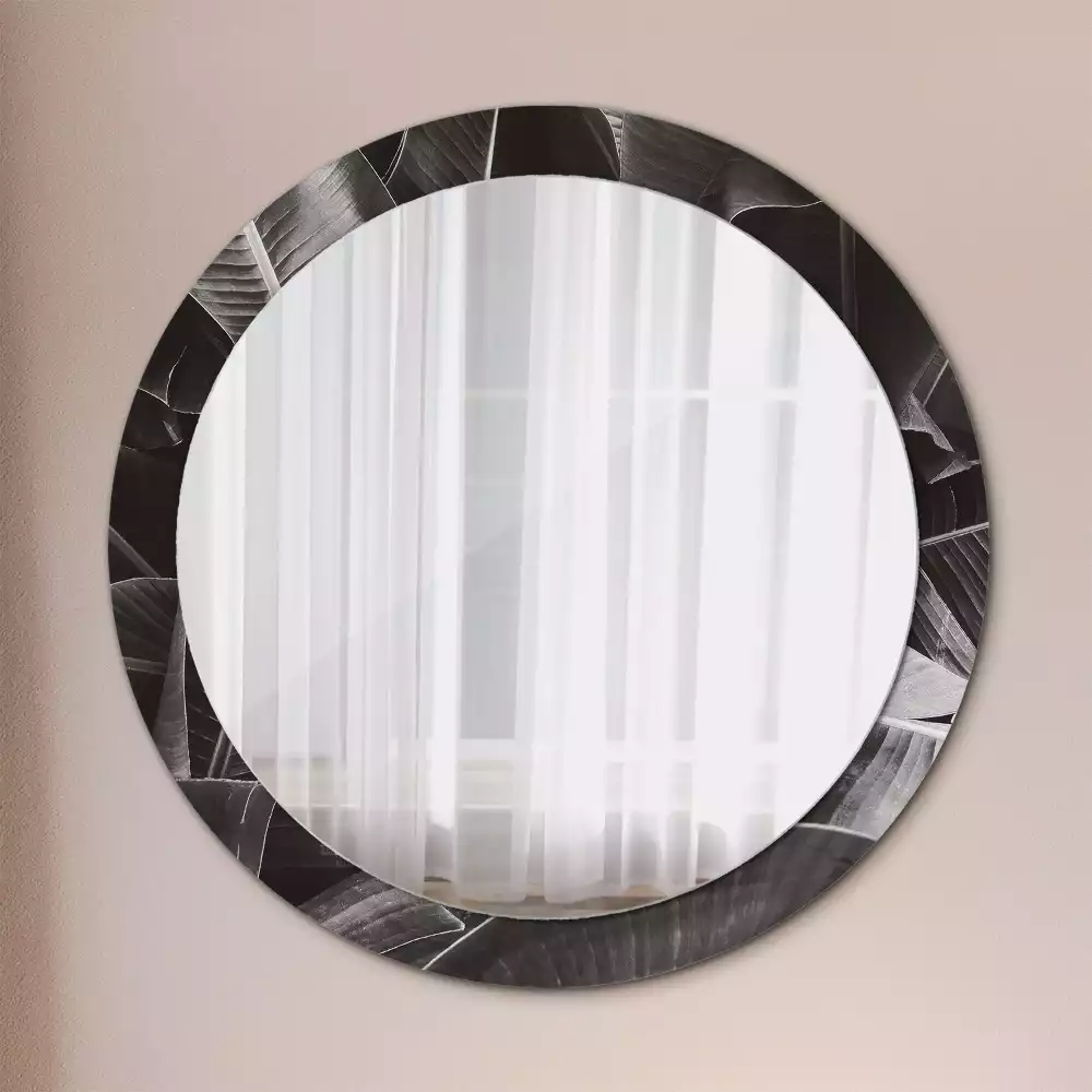 Miroir rond cadre avec impression Palmiers tropicaux