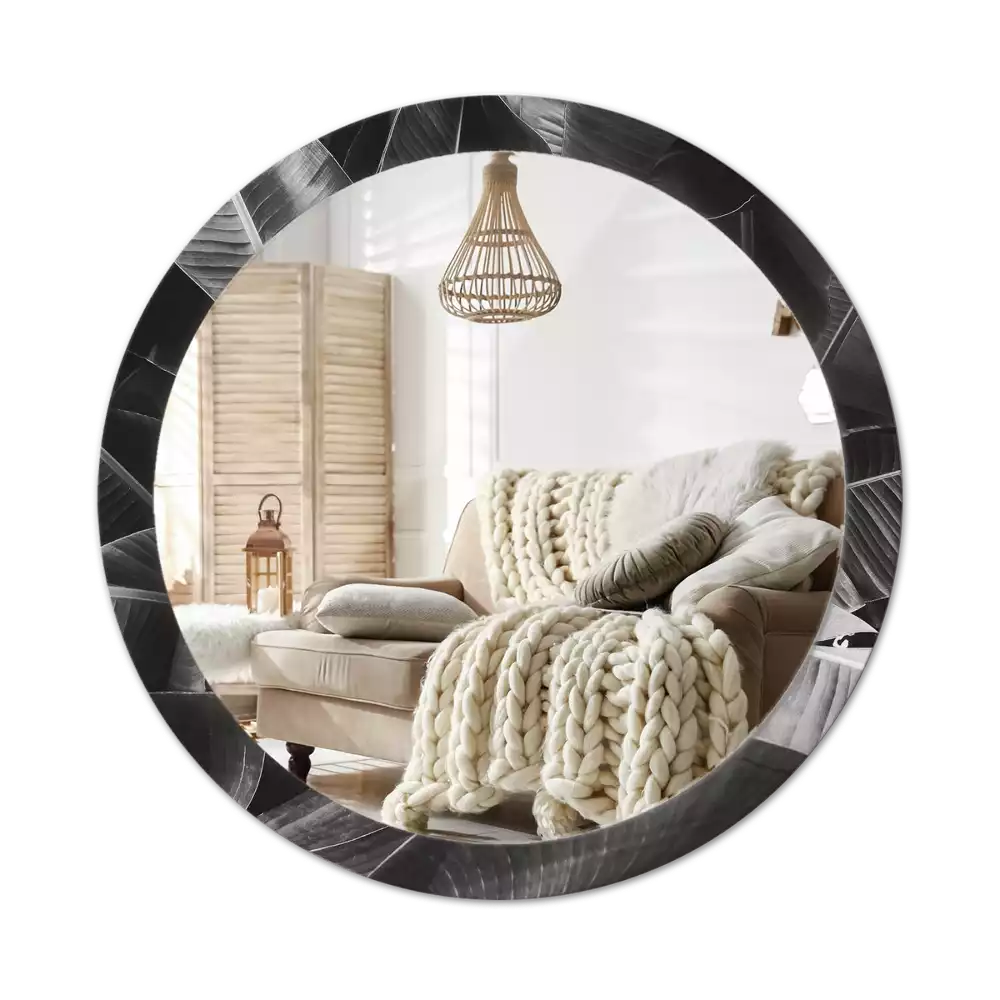 Miroir rond cadre avec impression Palmiers tropicaux