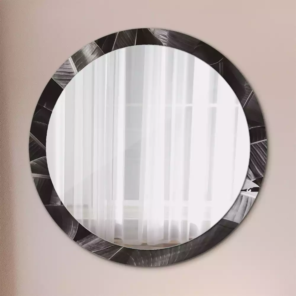 Miroir rond cadre avec impression Palmiers tropicaux