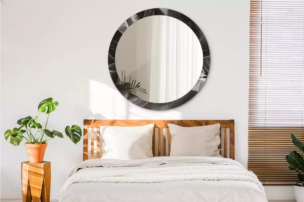 Miroir rond cadre avec impression Palmiers tropicaux