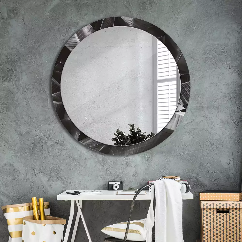 Miroir rond cadre avec impression Palmiers tropicaux