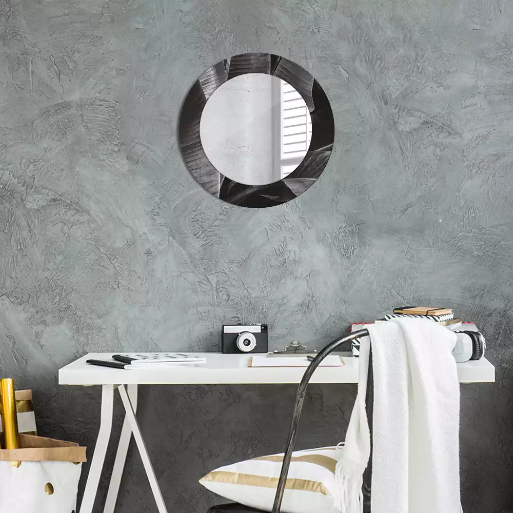 Miroir rond cadre avec impression Palmiers tropicaux