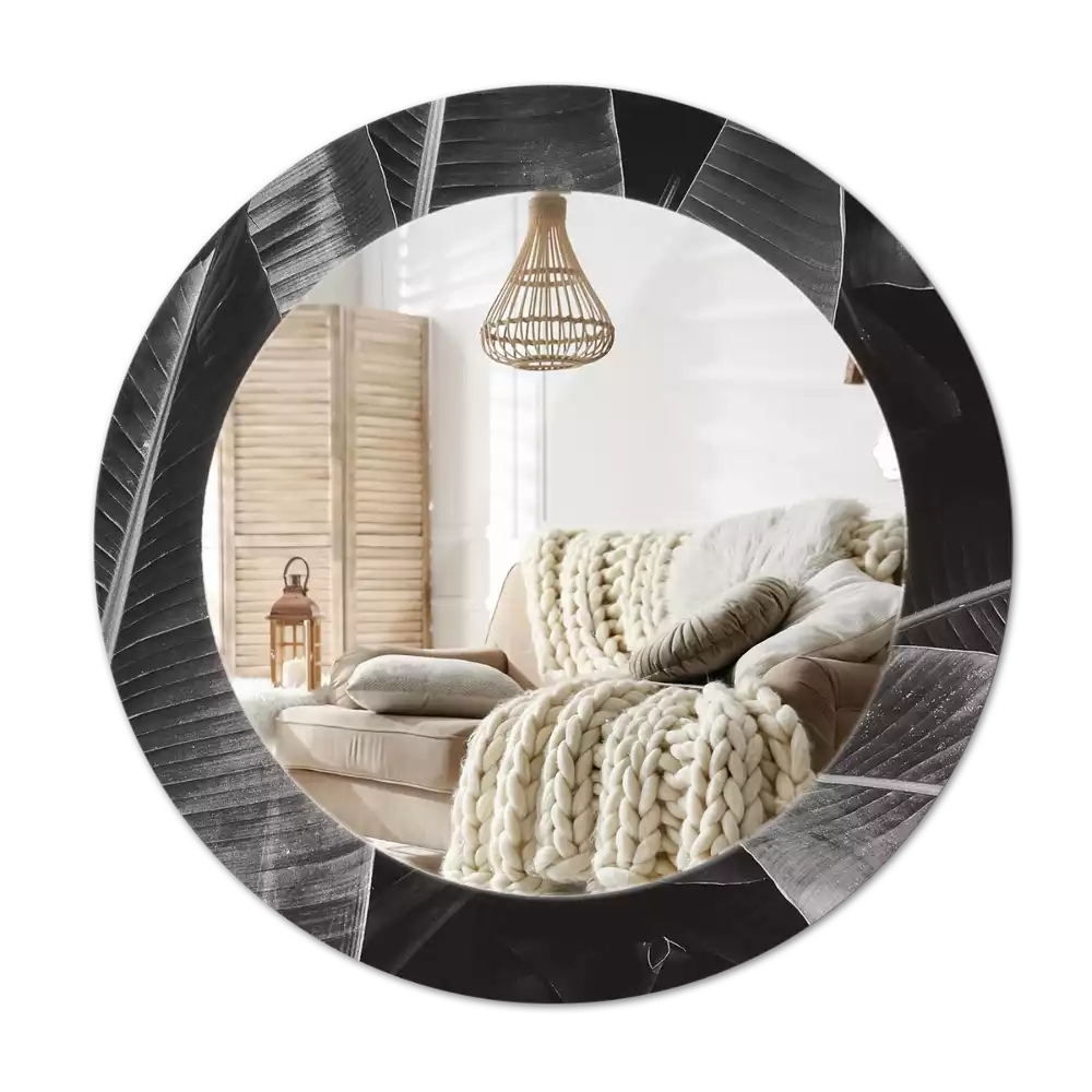 Miroir rond cadre avec impression Palmiers tropicaux
