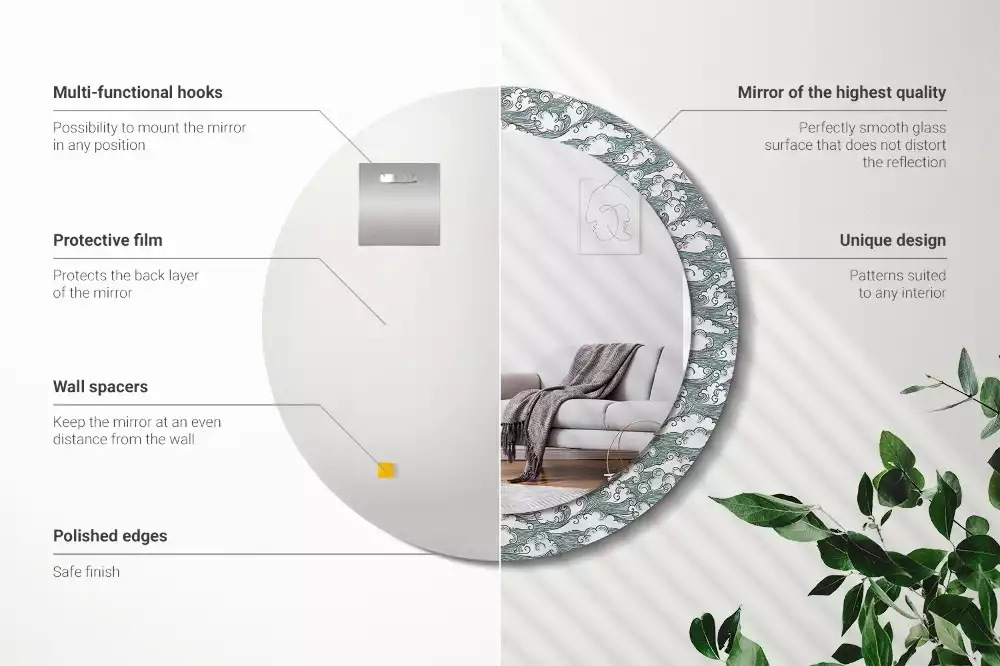 Miroir rond imprimé Nuages